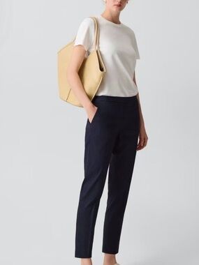 Theory Treeca Linen Blend Pull-On Crop Pants In Concord  Charcoal Gray NWT Size